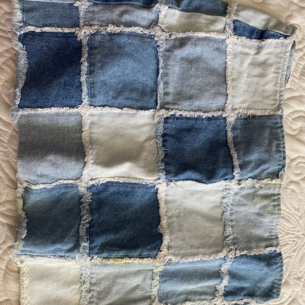 Blue Jean Patched Juniors Mini Skirt.